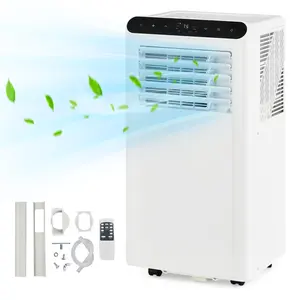 4-in-1 portable air conditioner with heater, 10000 BTU - capable of cooling and heating up to 450 square feet of room - dehumidifier, fan, quiet operation, remote control, 24-hour timer, mobile floor standing air conditioner with window kit - white