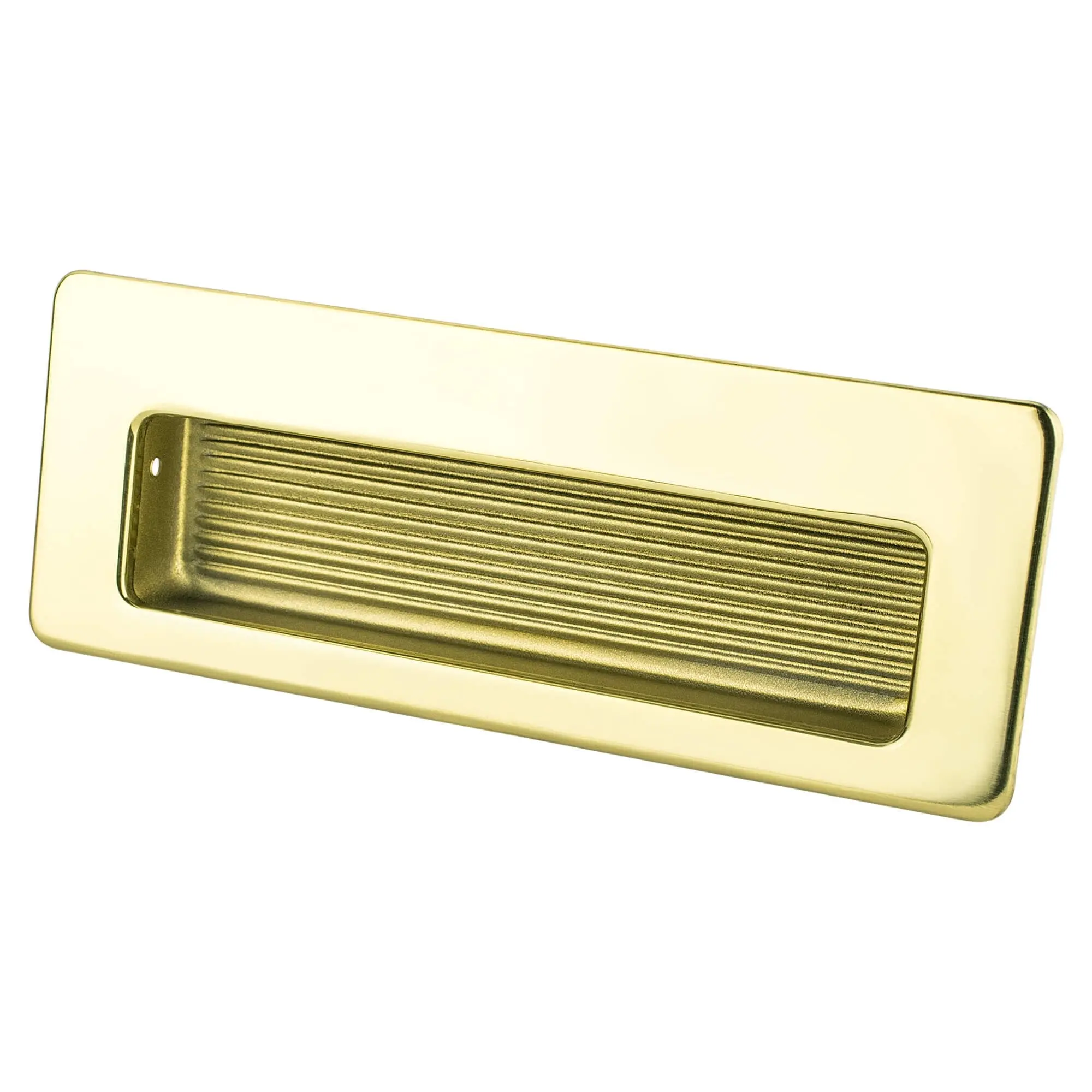 Berenson 6691-107-B Zurich Contemporary Gold Plated Metal Recess Pull with Zinc Base - 1 11/16 in., 1/2 in., 3 21/32 in. - Ideal for Commercial Spaces, Cabinet Pulls