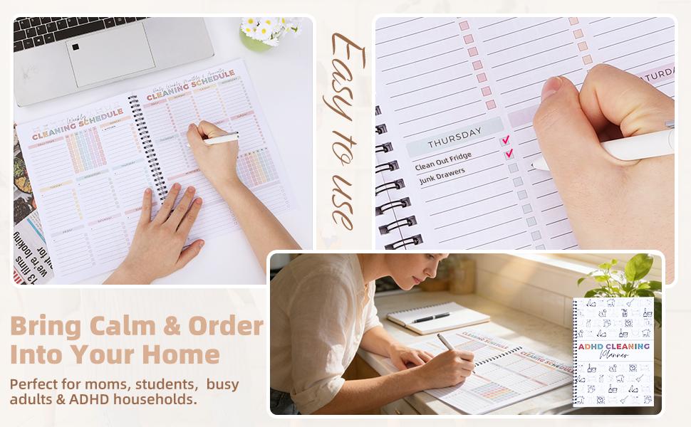 1PC Cleaning Planners, Home Cleaning Guide，Spring Cleaning Checklist, Preppy Cleaning Schedule for Dorm，mother'sdaygift