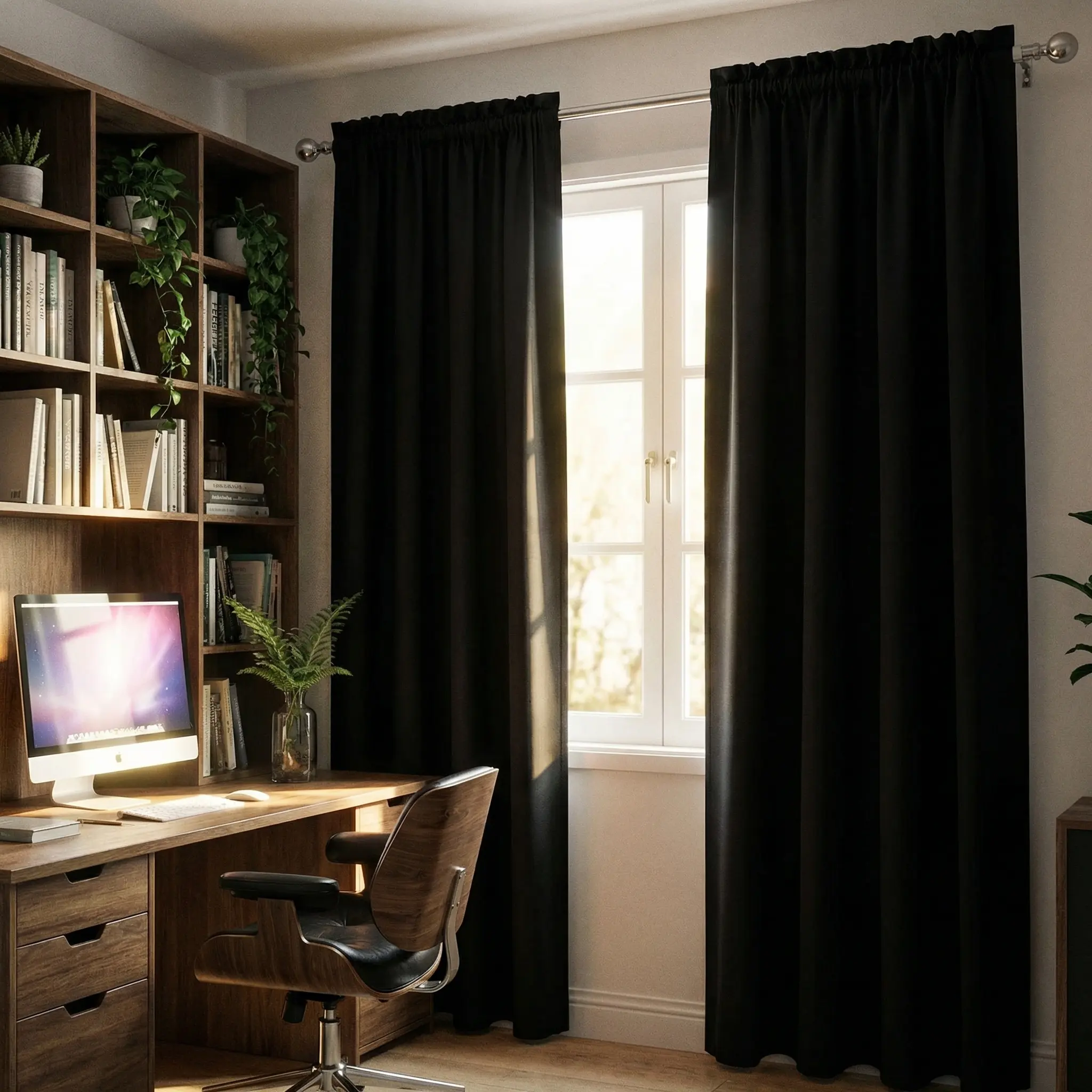 2pcs 100% Blackout Curtains with Black Coating Backing, Thermal Insulated for Privacy, Solid Color Rod Pocket Panels, 52×84 Inches, Modern Bedroom and Living Room Window Drapes