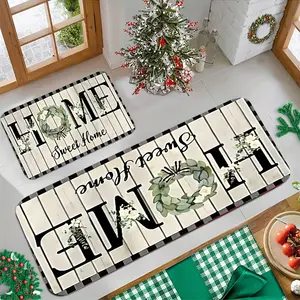 Sweet Home Letter & Floral Pattern Welcome Mat, Non-slip Floor Mat, Decorative Carpet for Home Living Room Bedroom Entrance, Home Decor