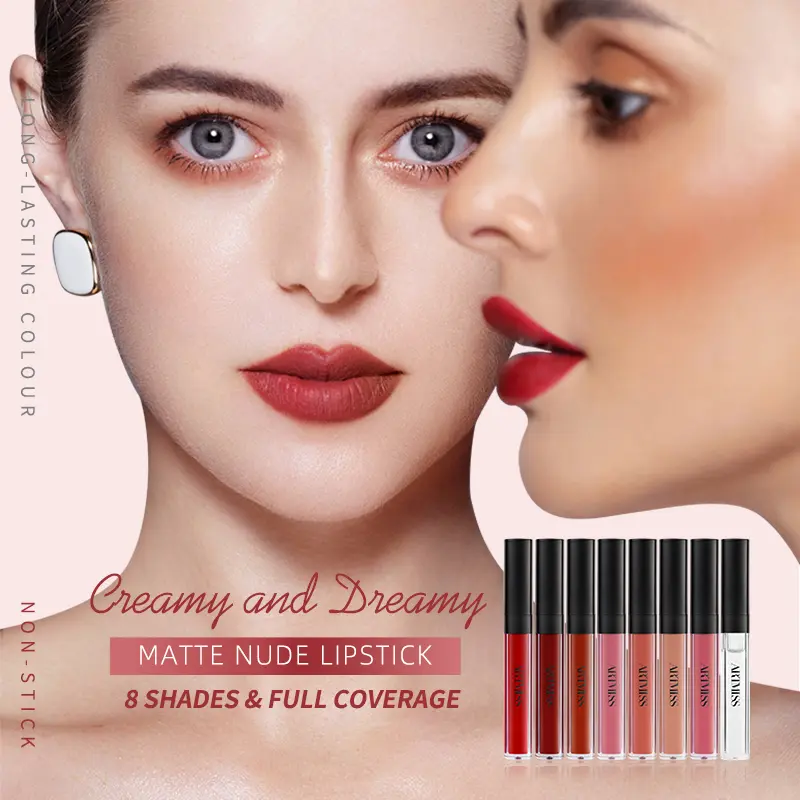 FSKEO Nonstop Liquid Matte Lipstick High Pigment Long Lasting Jojoba Oil Vitamin E Vegan Gluten Free Cruelty Free Hypoallergenic Sensitive Glossy Makeup Cosmetics Lip Combo Set Lipgloss Lipstick Set with Argan Oil Lipstick Duo Hydrating Hydrate lip gloss