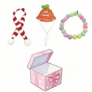 Mini Knitted Outfit Set For 7-Inch Tabletop Goose DIY Costume With Adjustable Scarf Hat Necklace And Tie-Down Strap