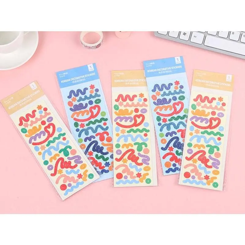 Confetti Ribbon Sticker Sheet - Assorted Colors for Crafting and Decor, Ideal for Party and Celebration Decor