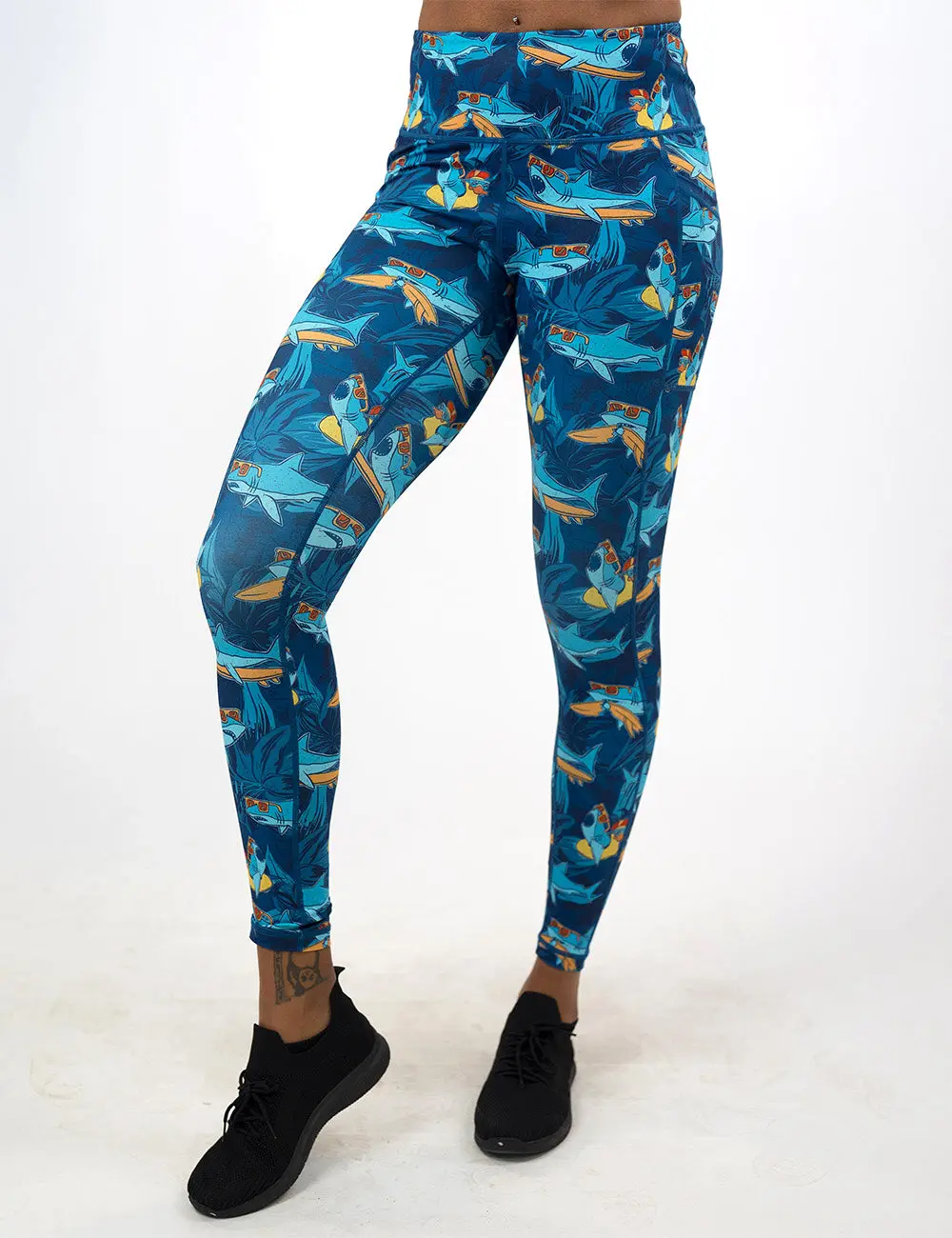 CVG Shark Bait Leggings - Shark Leggings, Ocean Inspired, Gym Leggings, Activewear