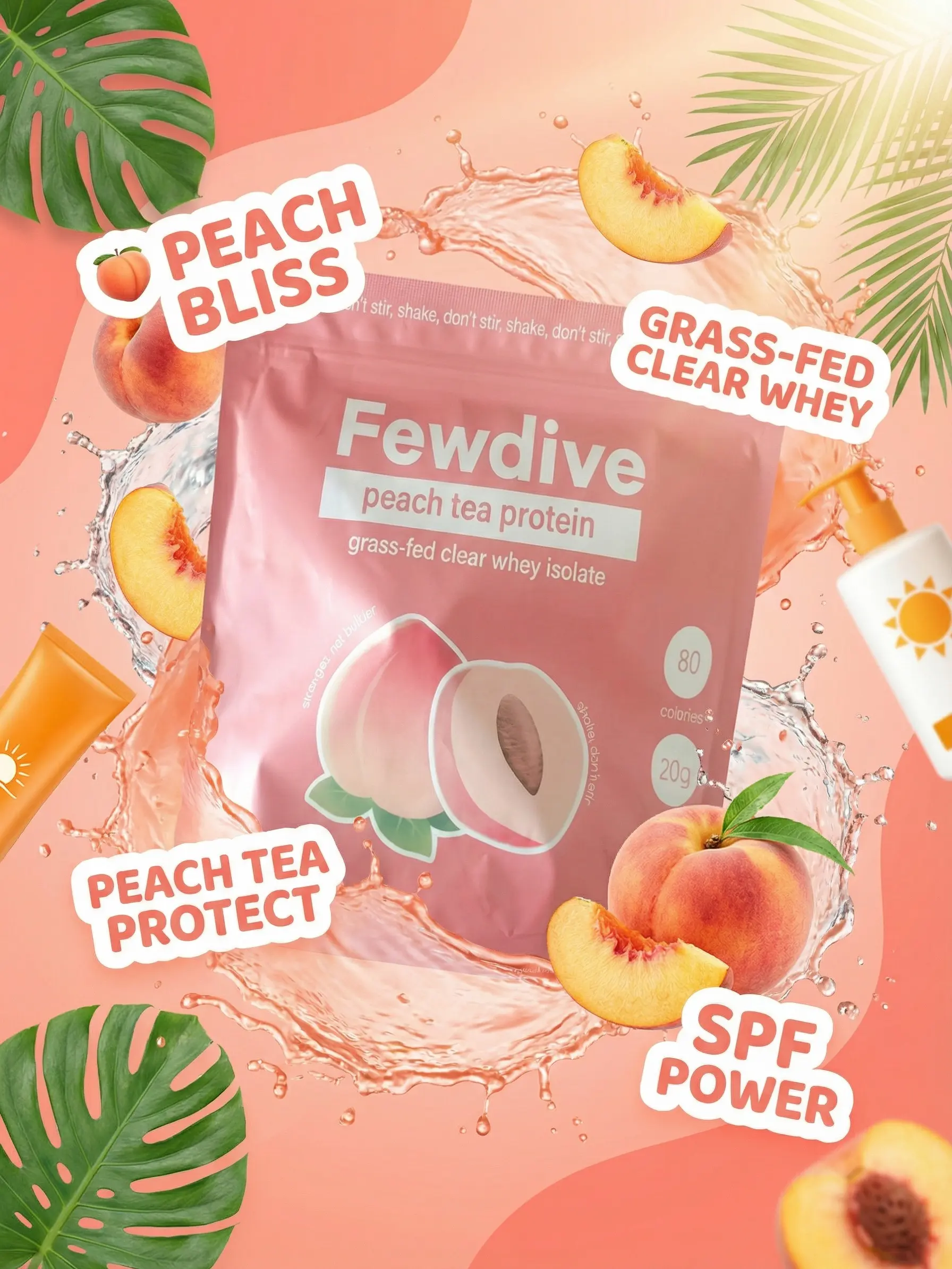 FEWDIVE  Grass-fed pure whey protein isolate powder: a more natural source + higher CLA content + zero lactose + rapid absorption + refreshing taste.