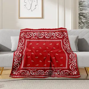 High Quality Bandana Inspired Red Throw Blanket Ultra Soft Thickened Material Single Size For Summer And Winter Comfort soft warm cozy throw blanket