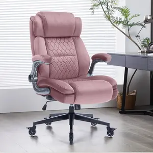 400lbs Capacity Ergonomic Fabric High-Back Office Chair - Adjustable Lumbar Support & Flip-Up Arms, Locking Casters with Heavy Duty Base & Extra-Thick Seat for Big & Tall Adults - Home/Office Desk Chair
