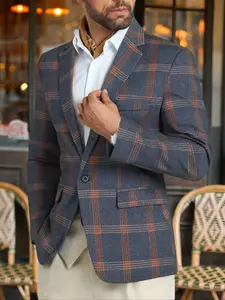 Men's Business Casual Blazer Jacket, Vintage Plaid Single Button Design, Fitted Style for Fall & Winter, Versatile Fashion Essential, Business Attire Clothes, Menswear
