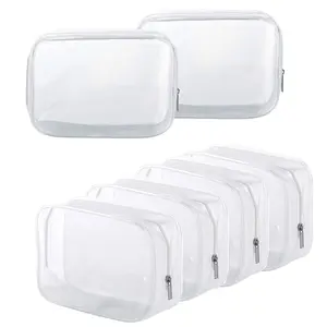 Clear Cosmetic Bag, 6/12pcs Pvc Zipper Transparent Toiletries Carrying Bag, Waterproof Cosmetic Bag, Toothbrush Case, Waterproof Wash Bag, Travel Cosmetic Bags, Makeup Organizer Pouch, Portable Cosmetic Bag, Makeup Storage Bag