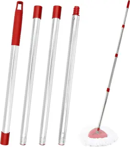 4-Section Spin Mop Handle Replacement, (30 to 58 inch) Stainless Steel Handle Easy Install, Resistant to Deformation,  Threaded Joint, Compatible with O-Ceda Spin Mop Easy Wring Spin Mop