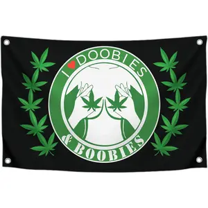 60in x 40in Tapestry t I Love Doobiess And Boobies Single Sided Flag  - Cool Funny Flags For Room Guys - Funny Polyester Tapestry Cool Wall Flags for Decor College Dorm Room Guys - Man Cave Frat Flag