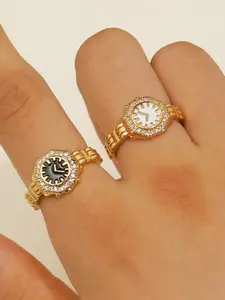 Trendy Watch Pointer Ring, High-End Unique Open Ring, Perfect for Office Commute, Stylish and Personalized Jewelry, Casual Trendy Jewelry