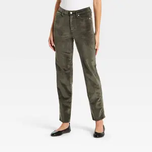 Women's Everyday High-Rise Straight Velvet Pants - Universal Thread
