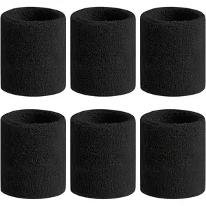2/6PCS Sweatbands Sports Wristband for Men & Women - Moisture Wicking Athletic Cotton Terry Cloth Sweatband for Tennis, Basketball, Running, Gym, Working Out