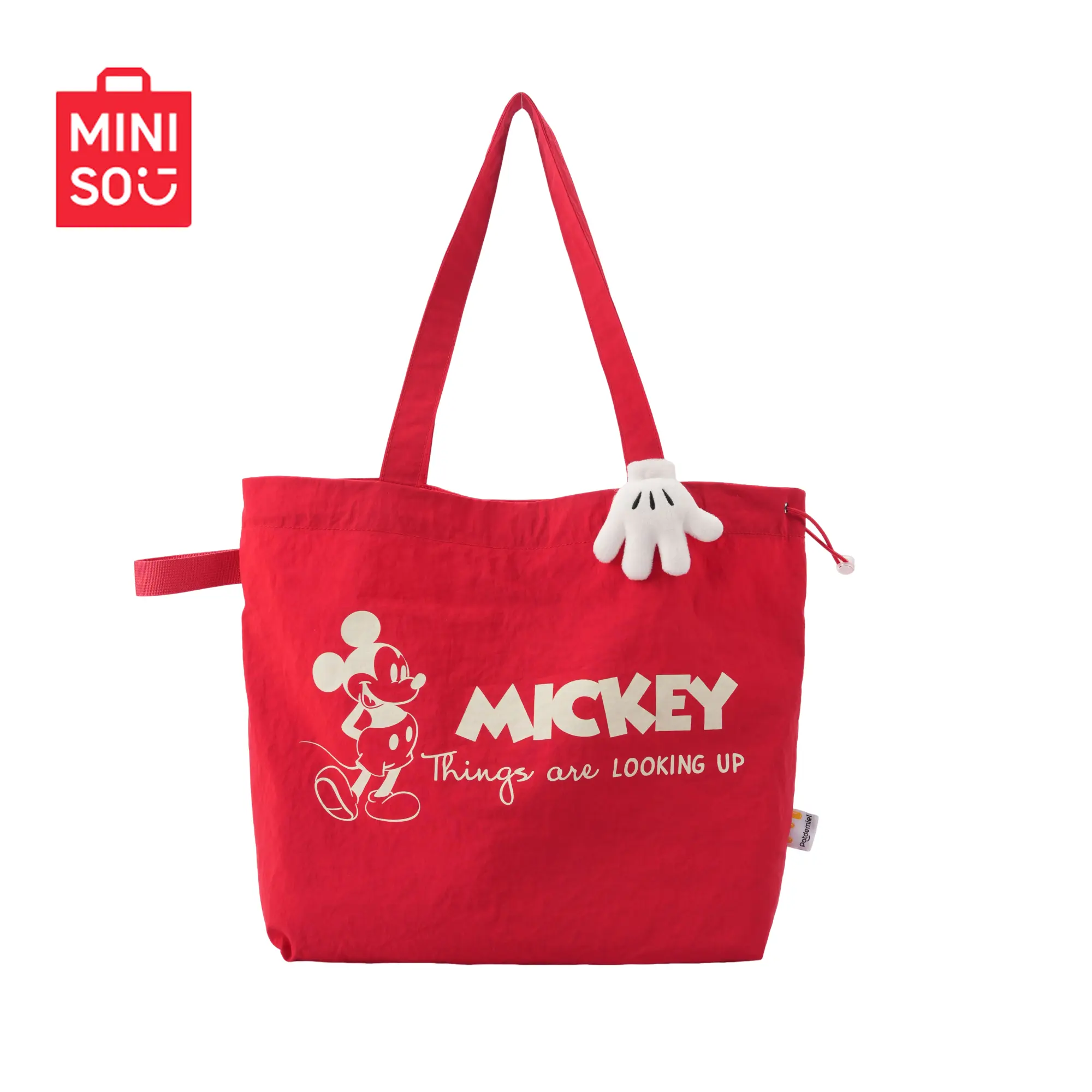 MINISO Zootopia Mickey Summer Limited Shoulder Bag. Vibrant Red Japanese Casual Style, Exclusive Summer Limited Design, Lightweight Comfortable Material Suitable For Summer Shopping, Daily Walks And Short Outings