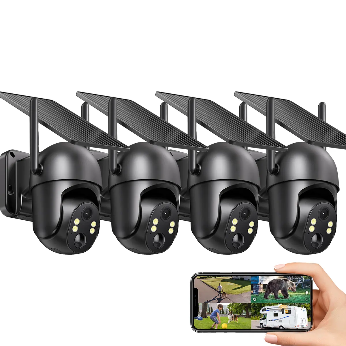 GMOX 48MP 4G LTE Cellular Security Camera with Live View, Security Cameras Wireless Outdoor, Solar Powered Home Camera with 360° View, Pan & Tilt, 2.7K Color Night Vision, 2-Way Talk, IP65, Built-in SIM Card