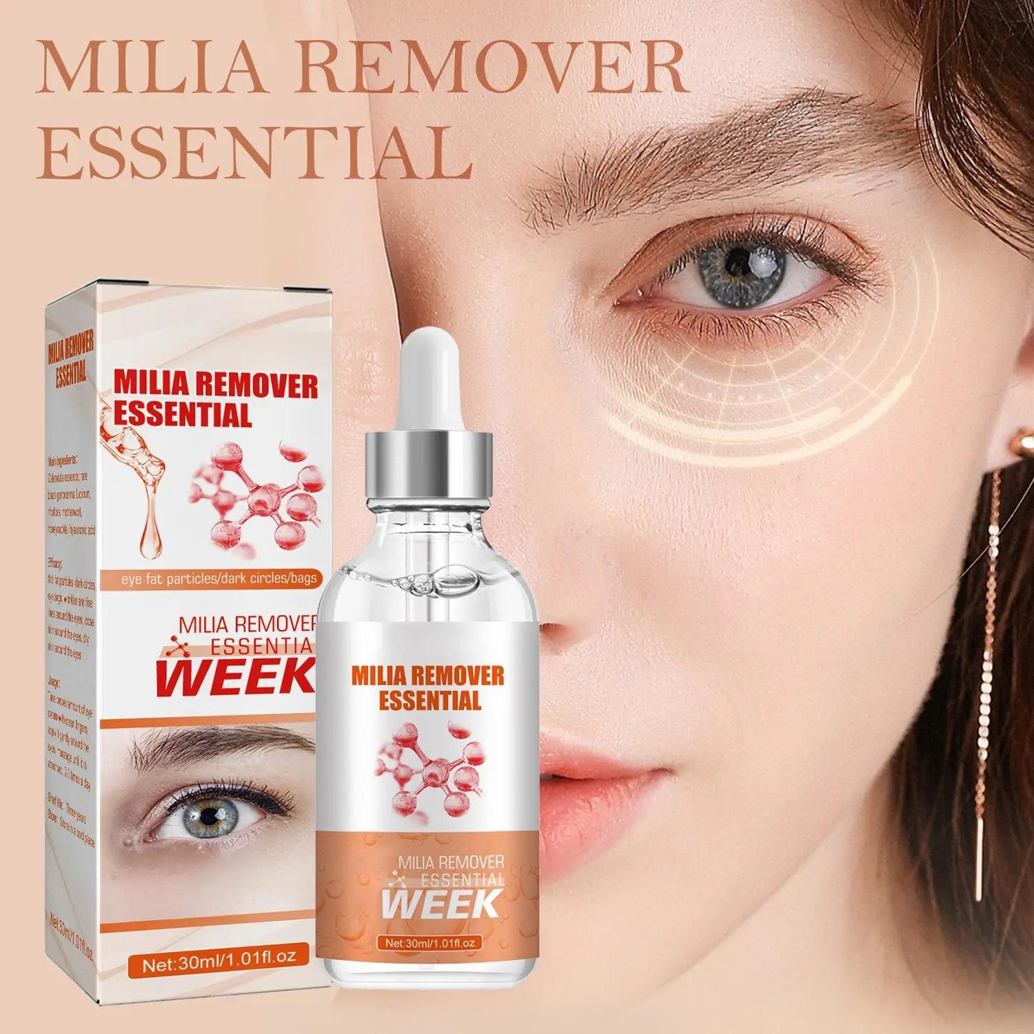 Milia Essential Treatment Serum - Peppermint-Infused Natural Gel Moisturizer for Adults' Eye Area, Dark Circles Care, All Skin Types, Nourishing Repair Formula, Hydration, 24-Month Shelf Life, Daily Smooth Refreshment