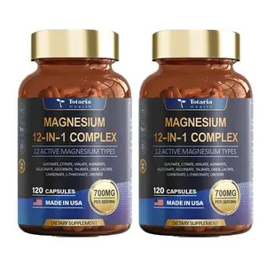 2 bottle-Totaria 12-in-1 Magnesium Complex 700mg - 12 Active Magnesium Types, Vegan Capsules for Muscle, Heart, and Relaxation Support - Healthcare