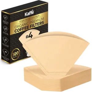 Organic Coffee Filters (100 Pack) Cone Style #4 Size - Natural Brown