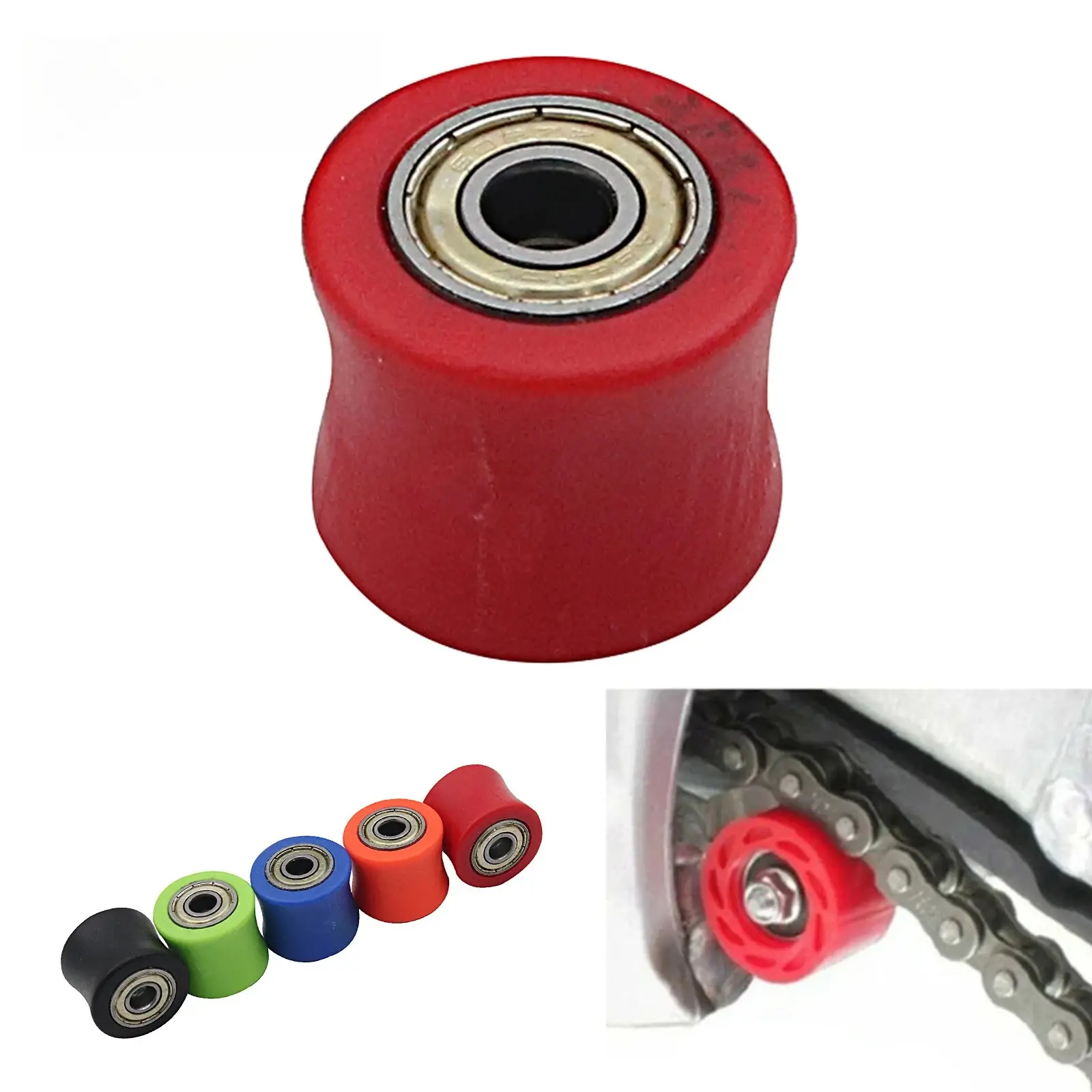 100% Brand New Rubber-Steel Motorcycle Chain Roller Tensioner Pulley Wheel Guide, M8-M10 Sizes, Black M10 Option, Yellow Variant, for XR CR CRF Series 125/250/450 Dirt Bike Motocross