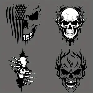 Skull Pattern Iron on Transfer Sticker, 6 Counts/set Washable Heat Transfer Designs, Ready Press Decals for DIY Clothing T-shirt Mask Jeans Backpack, Diy Decoration, Halloween