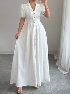 Women's Fashion Pure Casual Blouse Dress, Elegant Style, Comfortable Fit, Perfect for Daily Wear, Trendy and Stylish Design