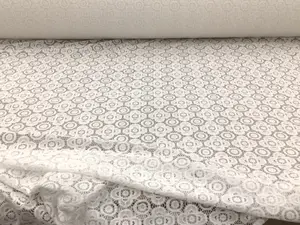 Embroidered Stretch Lace Apparel Fabric Sheer Floral Porcelain White FF410