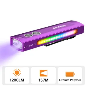 Wurkkos HD01UV dual light source flashlight 1200 lumens white light 365nm UV lamp with side RGB ambient light IP65 waterproof multi-functional outdoor lighting