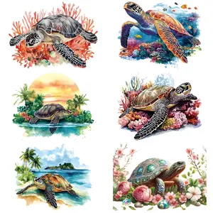 6 Colorful Turtle Heat Transfer Stickers, DIY Crafts Fashion Iron-On Turtle Designs for Clothing Decoration, Washable Fashion Patch for Sweatshirts, T-Shirts, and Bags, Versatile Use, Creative Expression
