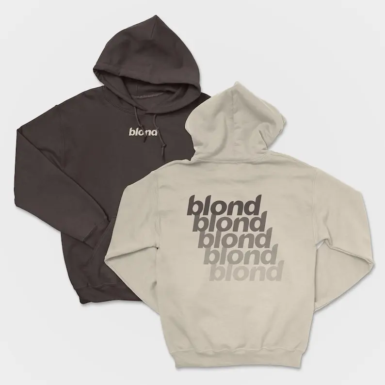 Frank Ocean Blond Hoodie, Custom Back Print, Brown, Tan, Colors, Beige, Black, Grey, Aesthetic Unisex Hoody, Gift him her