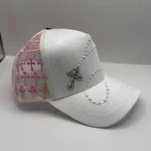 Rosario white & pink hats crus silver