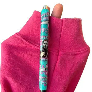 Light Blue Michael Myers Glitter Pen for Writing and Correction