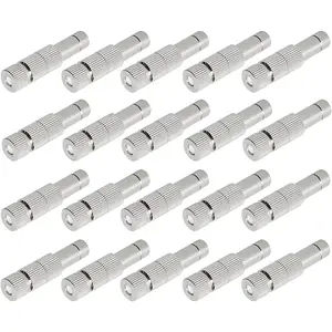 20 count Brass Mister Nozzles, 6mm Misting Nozzles for Outdoor Cooling System, Landscaping, Air Humidification, Greenhouse Irrigation (with Filter, 0.039"/1mm Orifice)