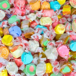 Premium Assorted Saltwater Taffy Chewy Candy 12 Fun Flavors Bulk 1 LB Bag Banana, Watermelon, Grape & More 60+ Pieces Individually Wrapped Nut & Gluten Free (16 Oz)