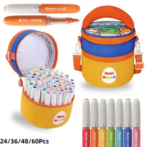 Acrylic Markers Set,24/36/48/60 Colors With Fabric Storage bag,Intelligent ink system,Round soft tip,Markers for Coloring,for Rock Painting Plastic Wood Canvas Glass Ceramic Metal Art Crafts Supplies Gift, Acrylic Marker Pens