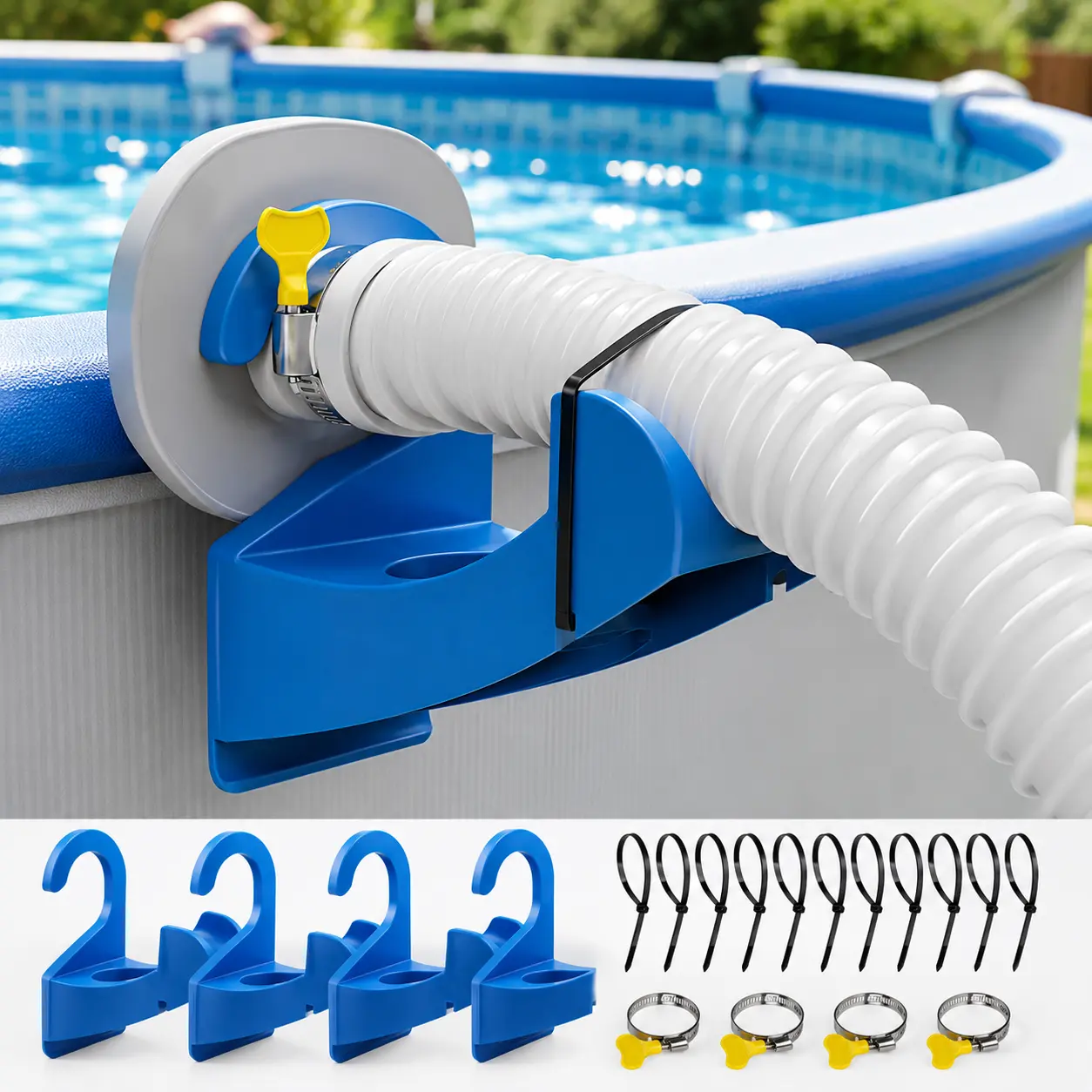 Above Ground Fit Swimming Pool Pipe Holder - Anti-Sag Clamp, Easy-Install Hose Support Bracket, Essential Pool Accessories for Maintenance