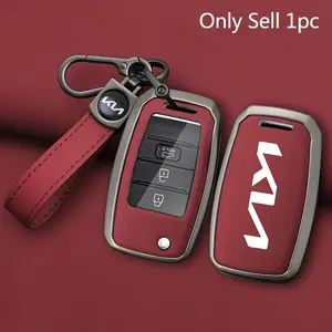 Zinc Alloy Car Key Case Cover Key Bag Shell Holder Keychain Car Key Protector Car Key Accessory For Kia Rio 3 K2 Ceed Cerato K3 Sportage 4 Picanto K5 Optima Sorento Forte Stinger 2017 2018 Auto Key Protection Accessories