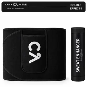 CHICK-ACTIVE Sweat Gel Unflavored(7.8oz) + Waist Trimmer Belt (Black) Bundle