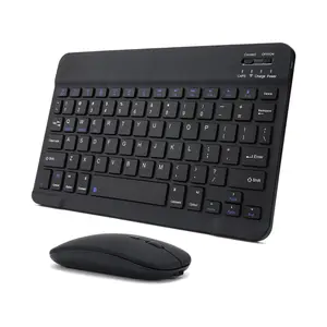 Ultra Slim Wireless Keyboard Mouse Set for iPad/Samsung/Android Tablet, Windows PC, Portable Compact Keyboard Set, Rechargeable Bluetooth Keyboard and Mouse Combo, Black