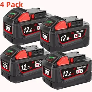 Replacement 18V 12.0Ah Battery for All Milwaukee M18 Cordless Power Tools Lithium-Ion Battery Compatible with Milwaukee M18 Battery 48-11-1850 48-11-1852 48-11-1850R 48-11-1840 48-11-1828 48-11-1820 M18 M18B Tools and Charger