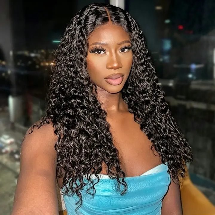 CindiRiver Water Wave Wig 100% Human Hair Pre-Cut 5x5 HD Lace Closure and Wear Go Glueless Human Hair Wig  280% Density Natural Hairline Pre-Bleached Knots Elastic Non Slip 3 Size Adjustable Beginner Friendly #SummerWins#DealsForYouDays