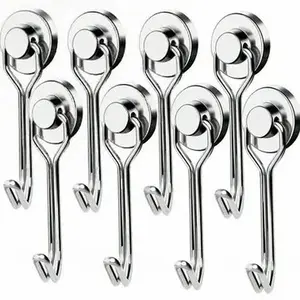 8/16 Pcs Magnetic Hooks 30LBS Strong Magnetics Heavy Duty 2026 Cruise Ship Essentials Magnets with Metal Hook for Hanging Refrigerator Home Kitchen Office, 8Pack