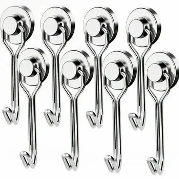 Heavy Duty Magnetic Hooks & Rails, 8/16 Pcs 30LBS Strong Magnets with Metal Hooks, 2026 Cruise Ship Essentials for Hanging in Refrigerator, Home Kitchen (8Pack)