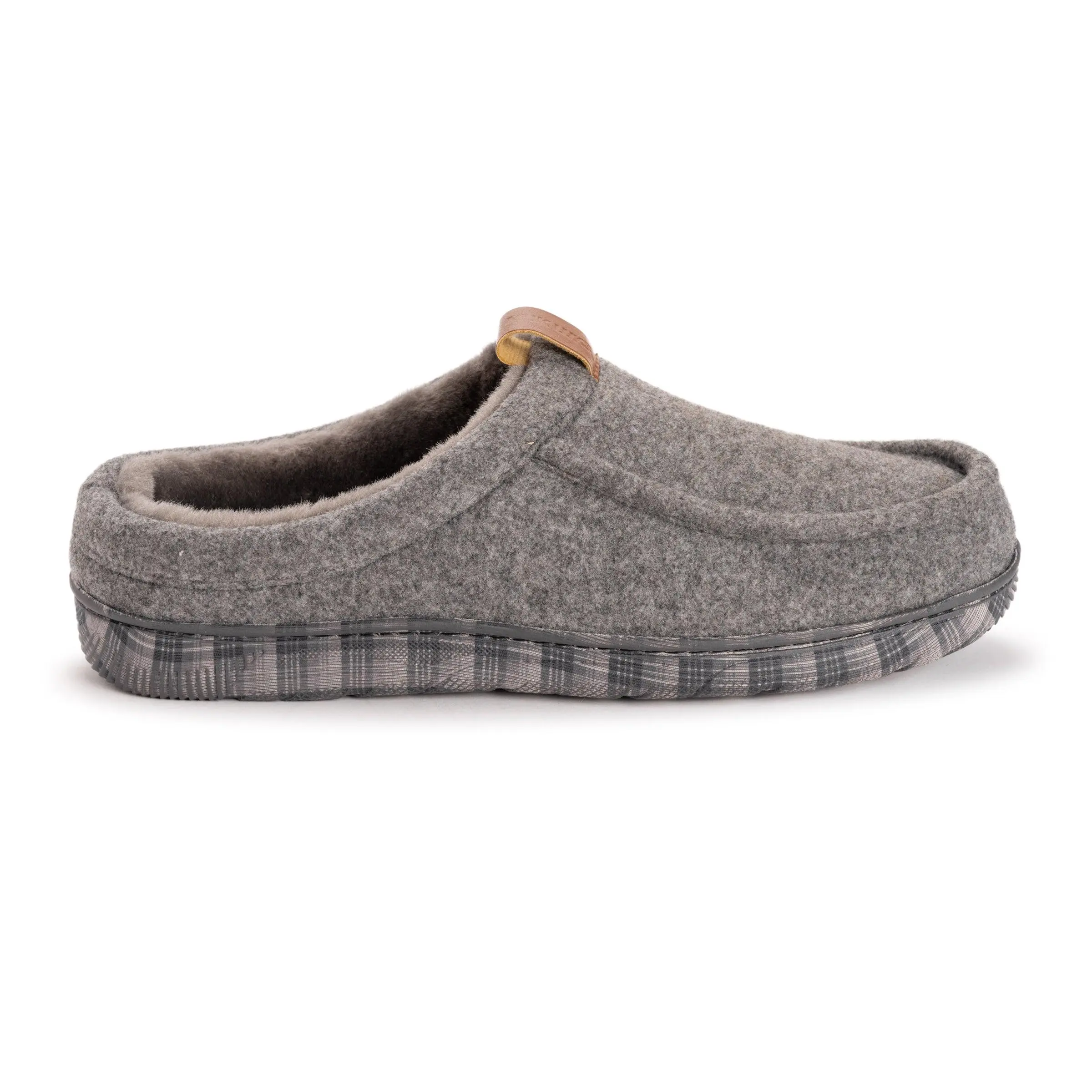 Muk Luks Men's Soft Faux Boiled Wool Slip-On Clog Slippers - Casual Shoe & Slide Footwear with Memory Foam Insole, Faux Shearling Lining, Durable Indoor-Outdoor Sole, Rubber