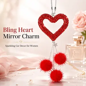 Glamorous Sparkling Heart Car Mirror Charm for Women - Luxury Bling Rearview Accessory, Trendy Crystal Dashboard Decoration, Cute Car Jewelry for Girls, Perfect Gift for Birthday, Holiday, and Special Occasions