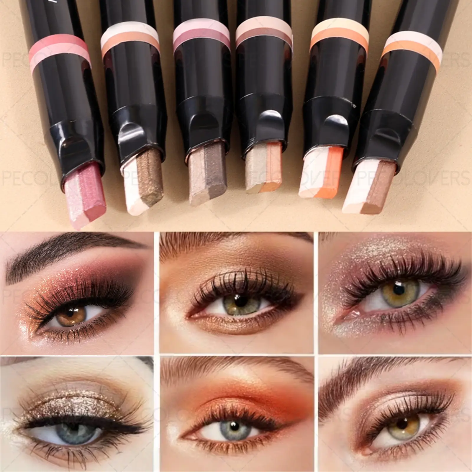 1PC Pearlescent Shimmer 2-in-1 Shiny Blendable Glitter Eyeshadow Stick - Rotating Design, Superimposed Shimmer Effect, Easy To Blend, Create Stunning Eye Makeup, Christmas Gift