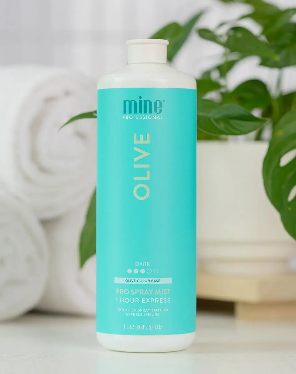 MineTan Olive Pro Spray Mist Moisturizer - 1 Hour Express Self Tanning Cosmetic with Coconut & Vitamin C Hydrating Oils, Color-Correcting Body Care for Long-Lasting Dark Bronze, 33.8 fl oz, Vegan, Hydration, Avocado, Cruelty Free, Antioxidants, Adults, Dr