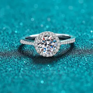 1.0ct Moissanite ring classic round, silver sparkle ring for women, wedding, engagement, date, casual business premium everyday wear, J006