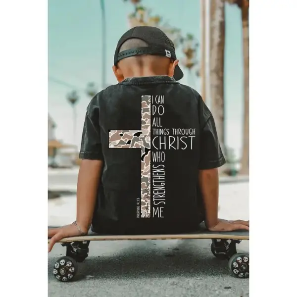 Youth And Adult Christ Strengthens Me youth Tee #southernboy clothes, toddler boy clothes, Trending tee, kids clothing, birthday gift, Family shirt, summer outfit, gift for boy and girl, vacation outfit, funny shirt, jesus youth shirt